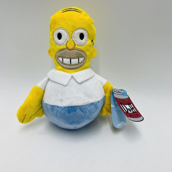 Bark Box M-L Homer Simpson Plush Dog Toy Spiky Squeaker Ball Crinkle Simpsons - Picture 1 of 3